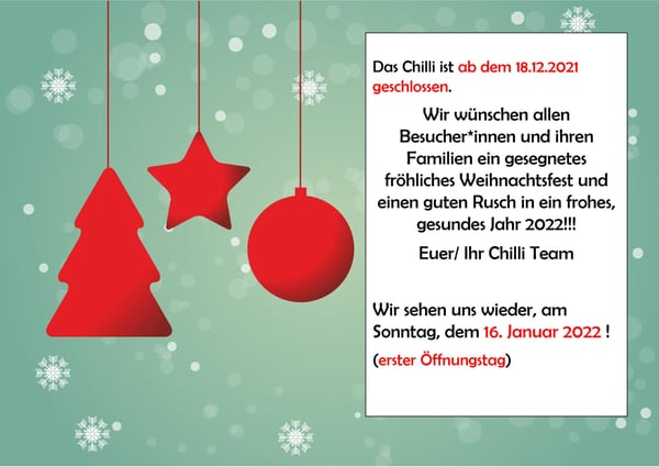 Chilli Weihnachtsferien